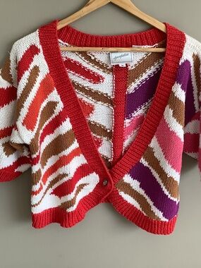 Y2K Striped cropped cardigan sweater